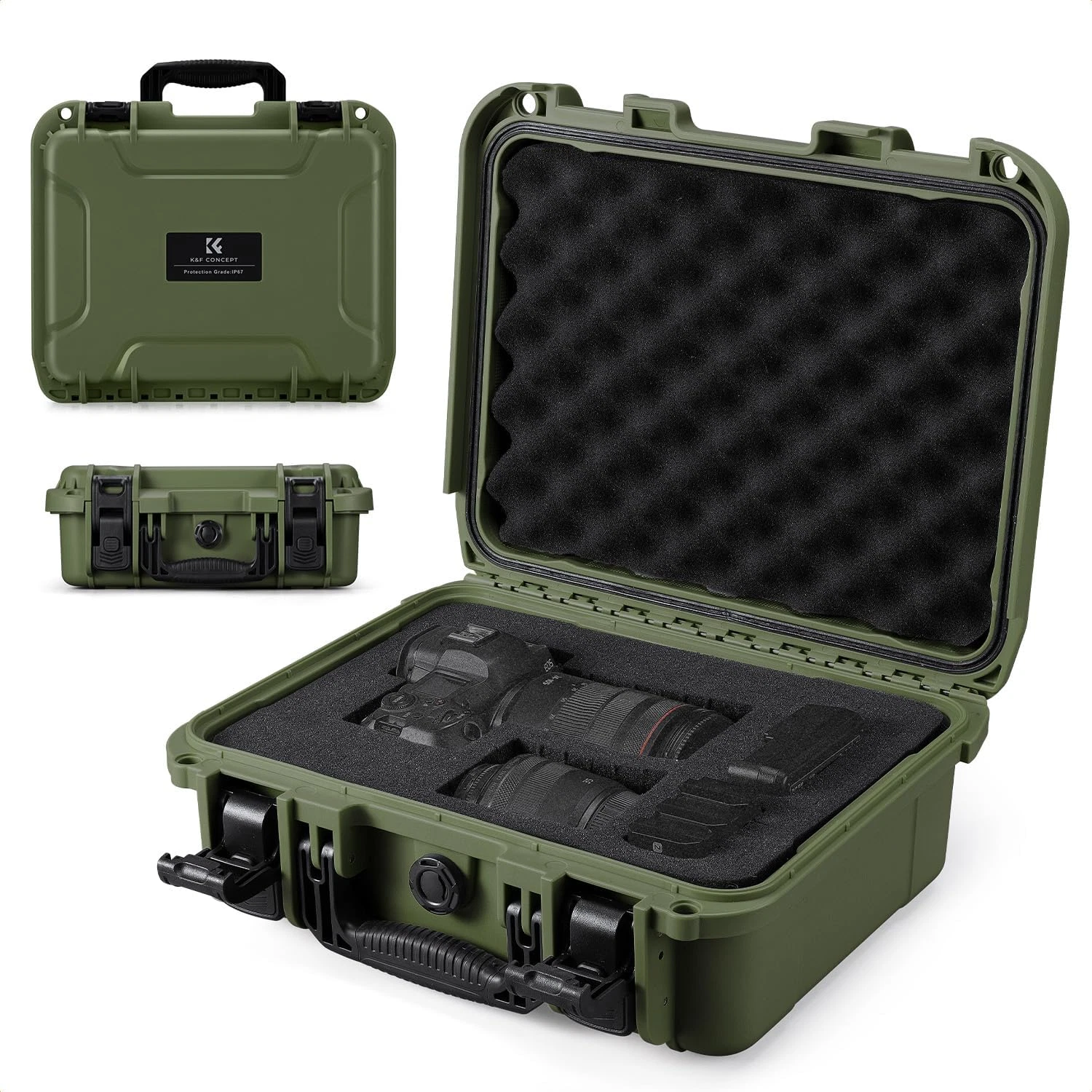 K F Concept Waterproof camera hard case in green